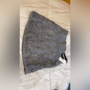 Stussy Gray A-Line Skirt with Intricate Embroidery